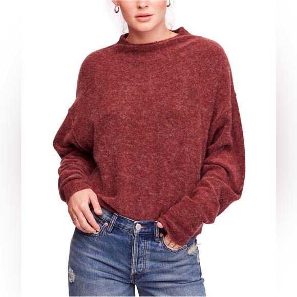 Free People Break Away Sweater Mock Neck Pullover Wool Blend Womens Size Medium - Picture 3 of 4